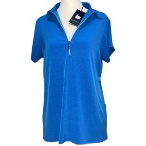 BIRDEE SPORT AUSTRALIA SHORT SLEEVE GOLF SHIRT | 1/2 ZIP | COLLAR | BLUE SPARKLE